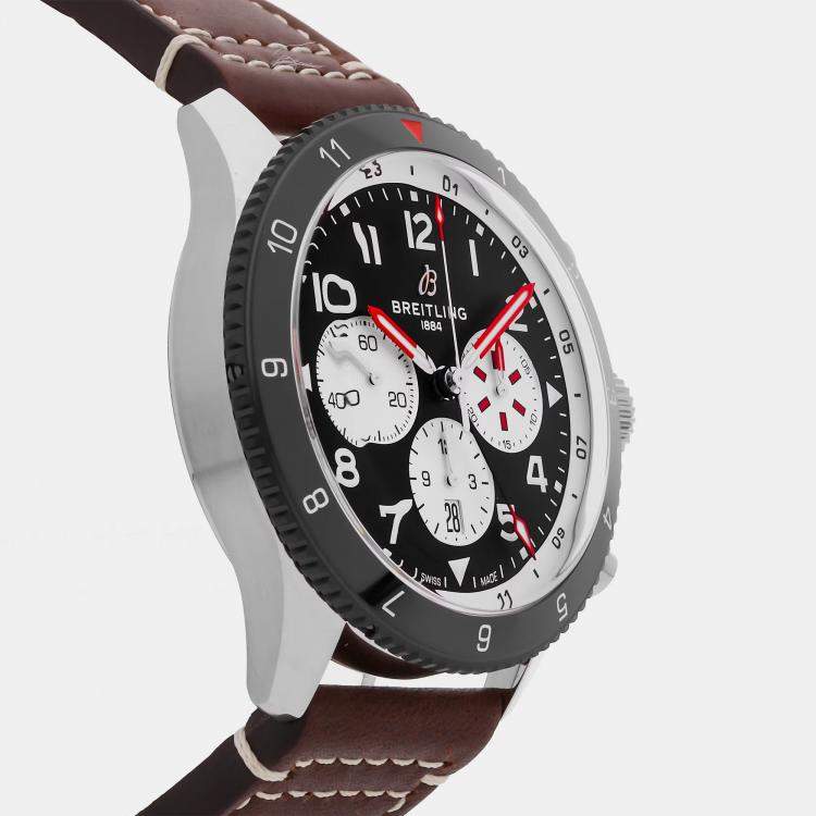 Pre Owned Breitling Super Avi B04 YB04451A1B1X1 Automatic Chronograph Black Dial Stainless Steel Men's Wristwatch 46mm