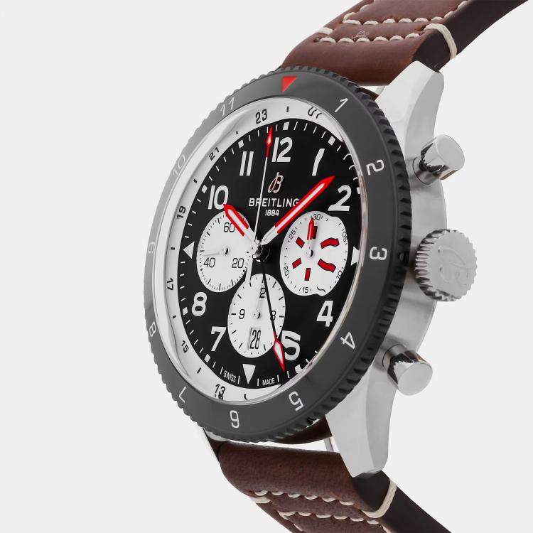 Pre Owned Breitling Super Avi B04 YB04451A1B1X1 Automatic Chronograph Black Dial Stainless Steel Men's Wristwatch 46mm