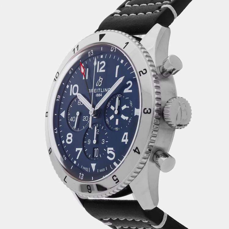 Pre Owned Breitling Super Avi B04 GMT Tribute AB04451A1C1X1 Automatic Chronograph Blue Dial Stainless Steel Men's Wristwatch 46mm