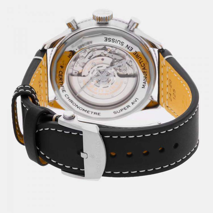 Pre Owned Breitling Super Avi B04 GMT Tribute AB04451A1C1X1 Automatic Chronograph Blue Dial Stainless Steel Men's Wristwatch 46mm