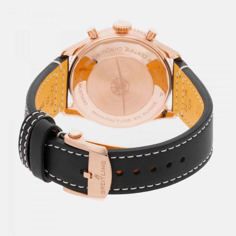 Pre Owned Breitling Classic Avi P-51 Mustang R233801A1B1X1 Automatic Chronograph Gray Dial 18k Rose Gold Men's Wristwatch 42mm