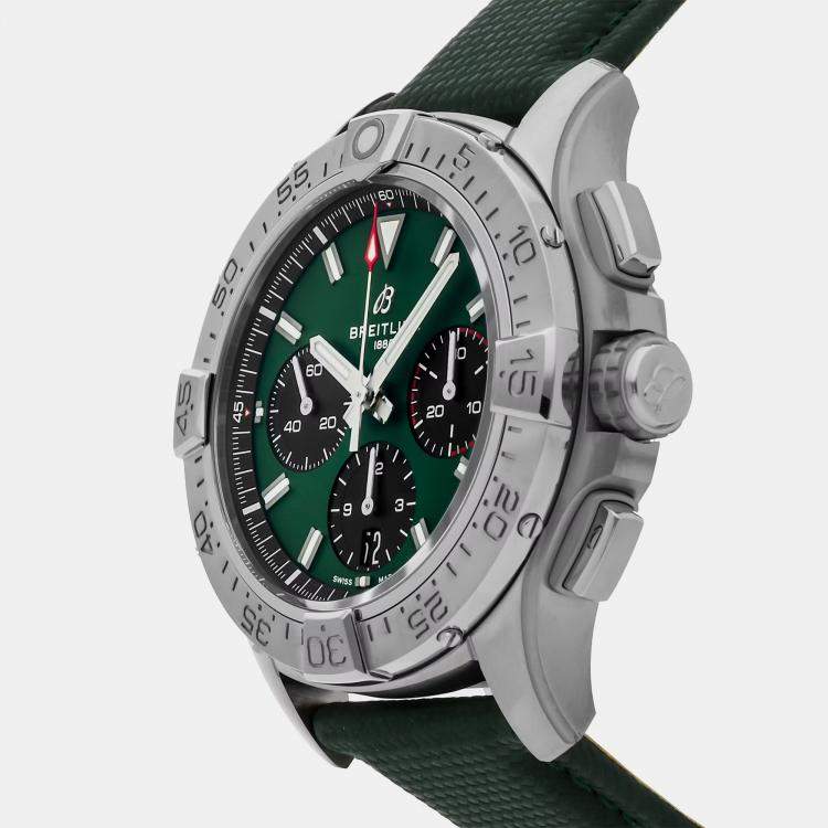 Pre Owned Breitling Avenger B01 AB0146101L1X1 Automatic Chronograph Green Dial Stainless Steel Men's Wristwatch 42mm