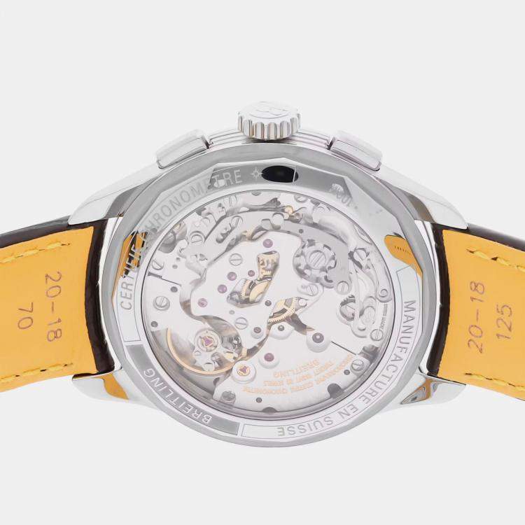 Pre Owned Breitling Premier B09 AB0930F51H1P1 Manual Winding Chronograph Champagne Dial Stainless Steel Men's Wristwatch 40mm