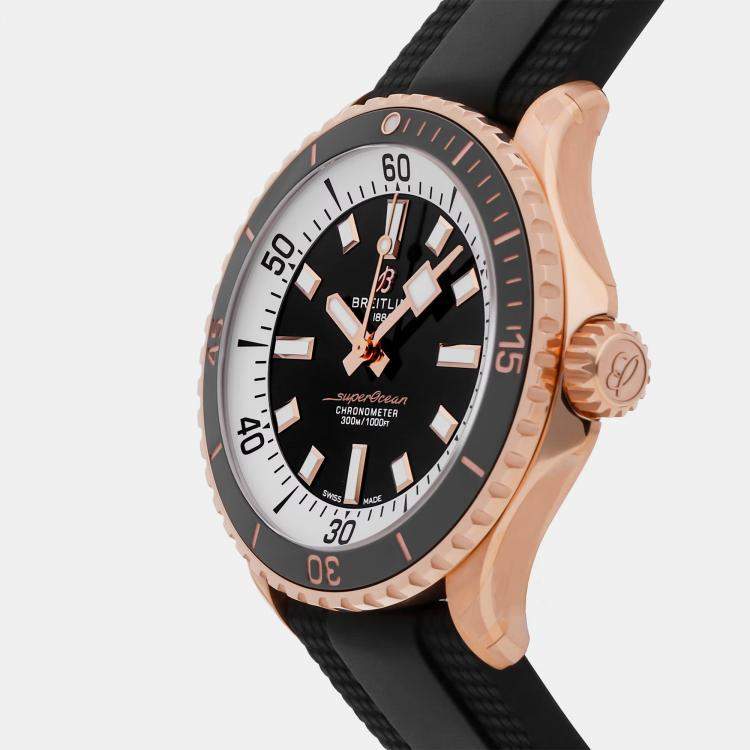 مملوكة مسبقًا Breitling Superocean R17375211B1S1 Automatic Black Dial 18k Rose Gold Men's Wristwatch 42mm