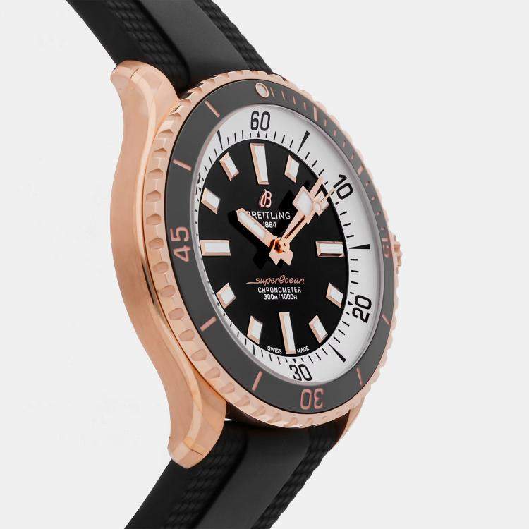 مملوكة مسبقًا Breitling Superocean R17375211B1S1 Automatic Black Dial 18k Rose Gold Men's Wristwatch 42mm