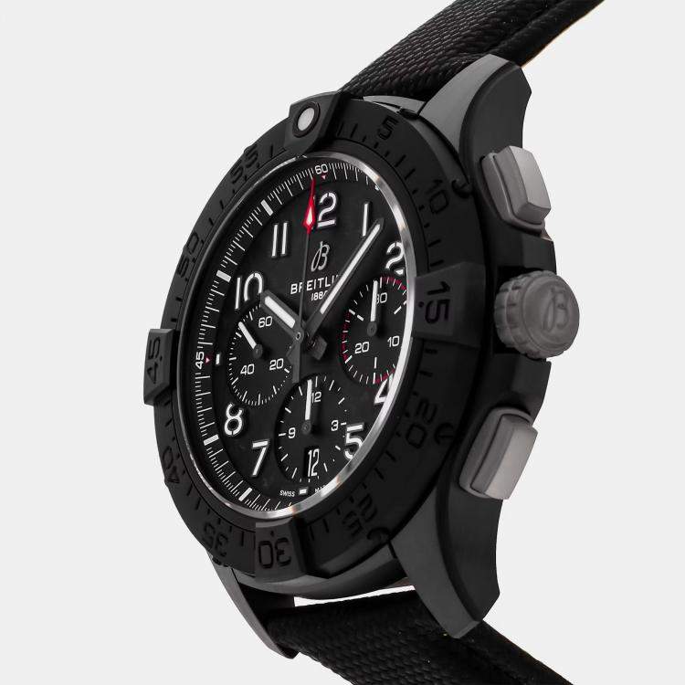 Pre Owned Breitling Avenger B01 Night Mission SB0147101B1X1 Automatic Chronograph Black Dial Ceramic Men's Wristwatch 44mm