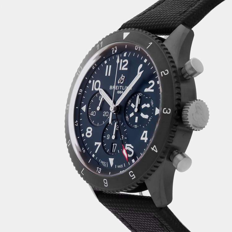 مملوكة مسبقًا Breitling Classic Avi B04 GMT Tribute SB04452A1C1X1 Automatic Chronograph Blue Dial Ceramic Men's Wristwatch 46mm