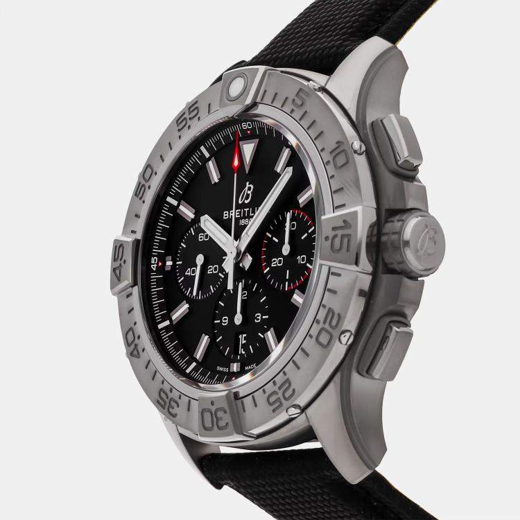 Pre Owned Breitling Super Avenger B01 EB0148101B1X1 Automatic Chronograph Black Dial Titanium Men's Wristwatch 48mm