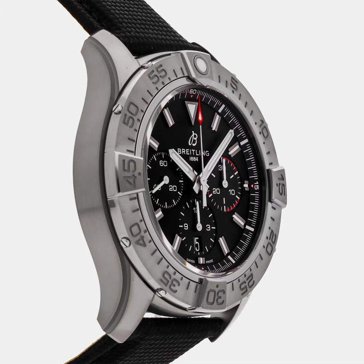 Pre Owned Breitling Super Avenger B01 EB0148101B1X1 Automatic Chronograph Black Dial Titanium Men's Wristwatch 48mm