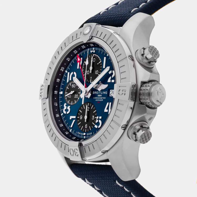Pre Owned Breitling Avenger GMT A24315101C1X2 Automatic Chronograph Blue Dial Stainless Steel Men's Wristwatch 45mm