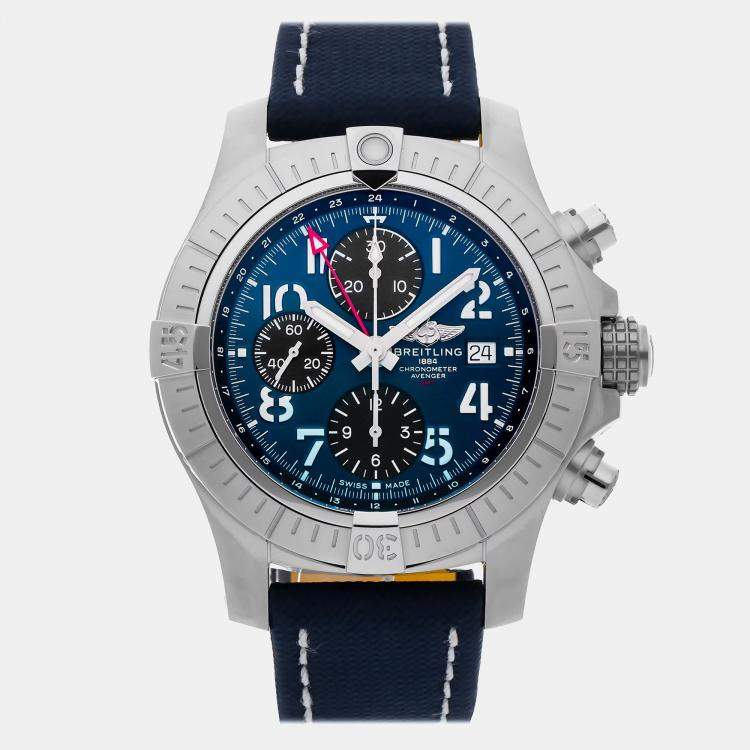Pre Owned Breitling Avenger GMT A24315101C1X2 Automatic Chronograph Blue Dial Stainless Steel Men's Wristwatch 45mm