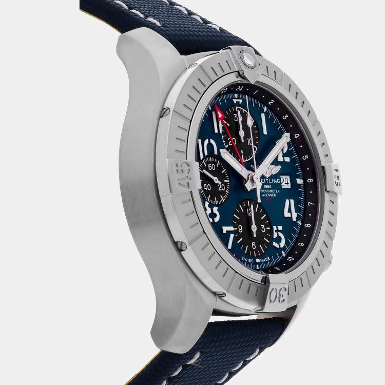 Pre Owned Breitling Avenger GMT A24315101C1X2 Automatic Chronograph Blue Dial Stainless Steel Men's Wristwatch 45mm