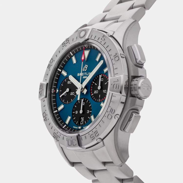 مملوكة مسبقًا Breitling Avenger B01 AB0146101C1A1 Automatic Chronograph Blue Dial Stainless Steel Men's Wristwatch 42mm