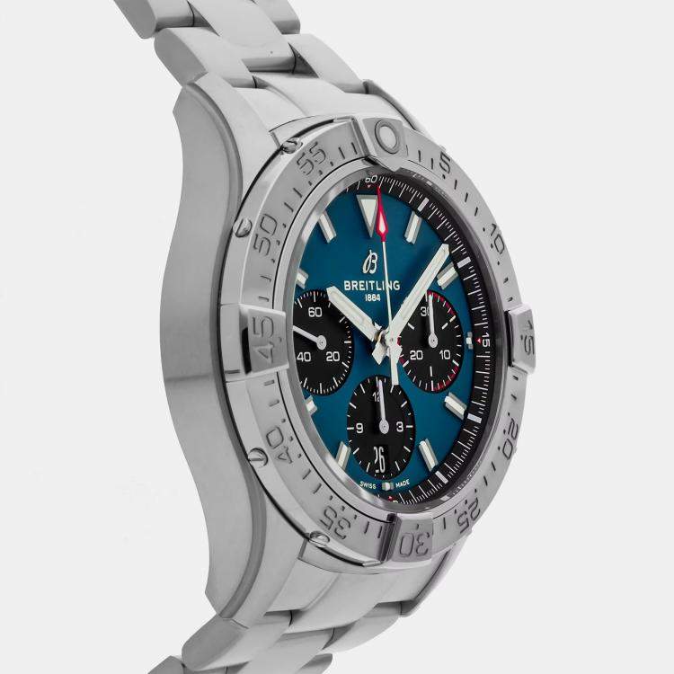 مملوكة مسبقًا Breitling Avenger B01 AB0146101C1A1 Automatic Chronograph Blue Dial Stainless Steel Men's Wristwatch 42mm