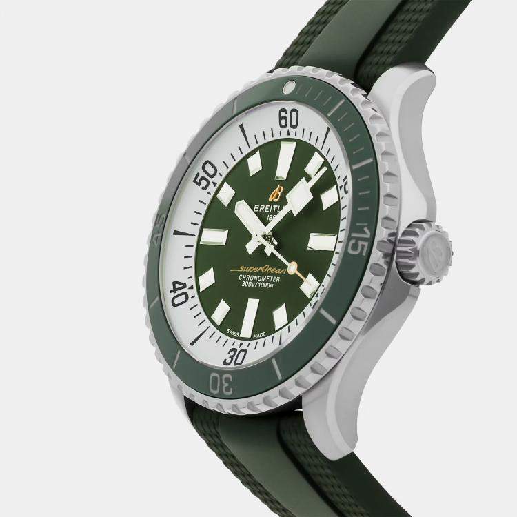 مملوكة مسبقًا Breitling Superocean A17376A31L1S1 Automatic Green Dial Stainless Steel Men's Wristwatch 44mm