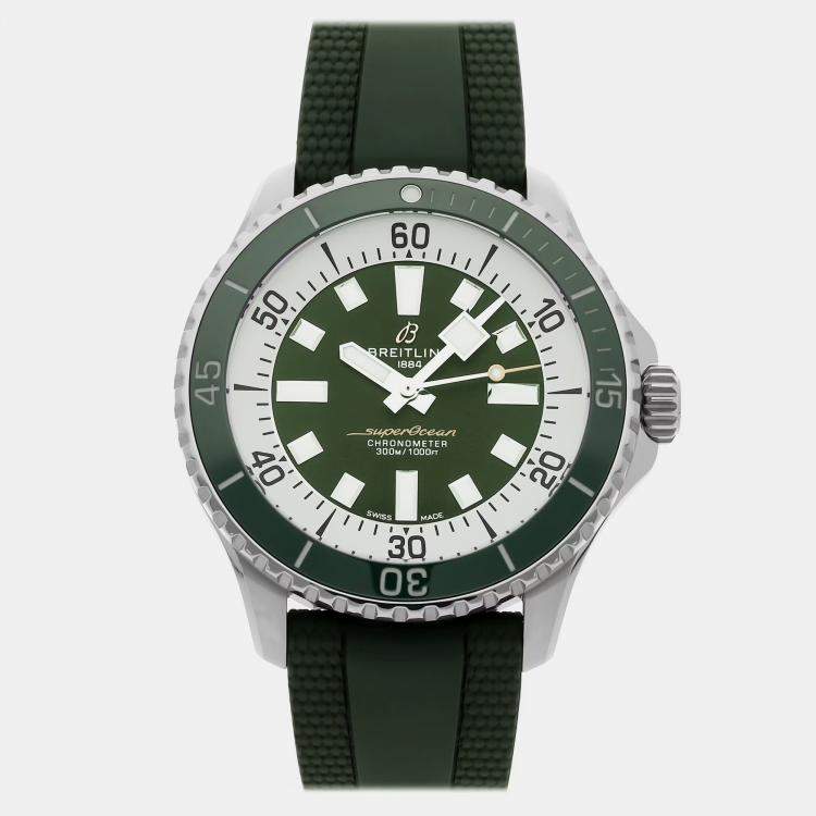 مملوكة مسبقًا Breitling Superocean A17376A31L1S1 Automatic Green Dial Stainless Steel Men's Wristwatch 44mm