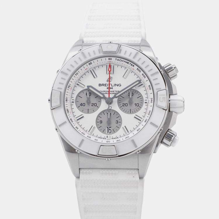 Pre Owned Breitling Chronomat AB0136A71A1S1 Automatic White Stainless Steel  Men's Wristwatch 44 mm
