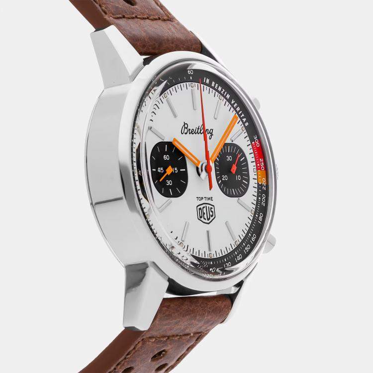 Pre Owned Breitling Top Time Deus Limited Edition A233101A1A1X1 Automatic Chronograph Silver Dial Stainless Steel Wristwatch 41mm