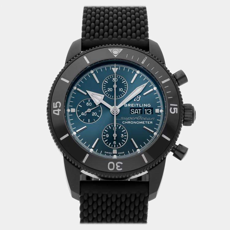 مملوكة مسبقًا Pre-Owned Breitling Superocean Heritage Chronograph M13313101C1S1 Blue Automatic Blacksteel Men's Wristwatch 44 MM
