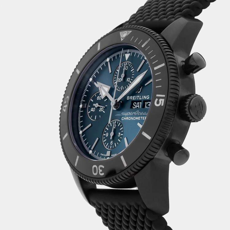 مملوكة مسبقًا Pre-Owned Breitling Superocean Heritage Chronograph M13313101C1S1 Blue Automatic Blacksteel Men's Wristwatch 44 MM