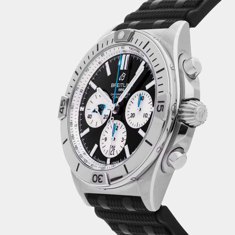 مملوكة مسبقًا Pre-Owned Breitling Chronomat B01 NFL Carolina Panthers AB01342B1B5S1 Automatic 42 mm