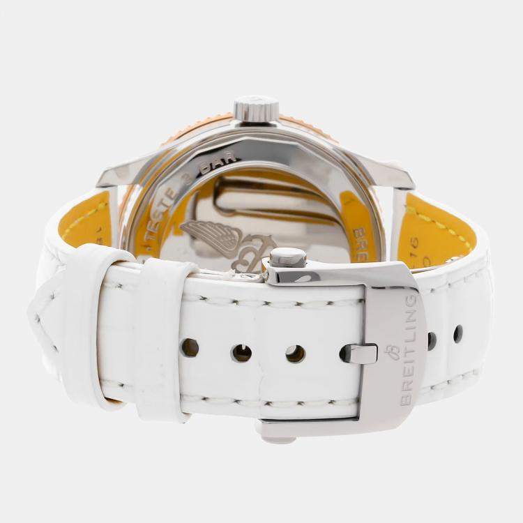 Pre Owned Pre-Owned Breitling Navitimer U17395211A1P4 White Automatic Diamond Stainless Steel Men's Wristwatch 35 MM