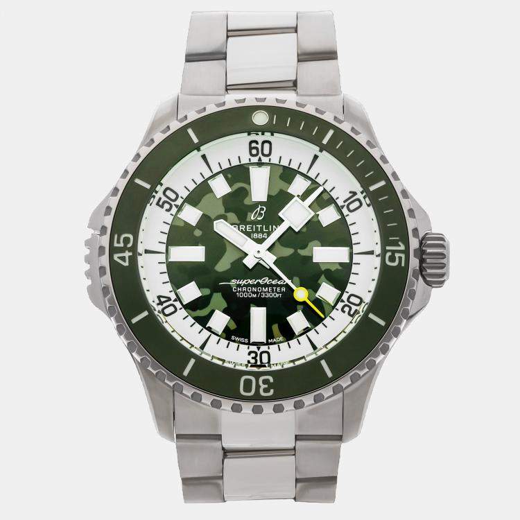 Breitling Superocean E10379D31L1E1 Green Titanium Automatic Men's Wristwatch 46mm