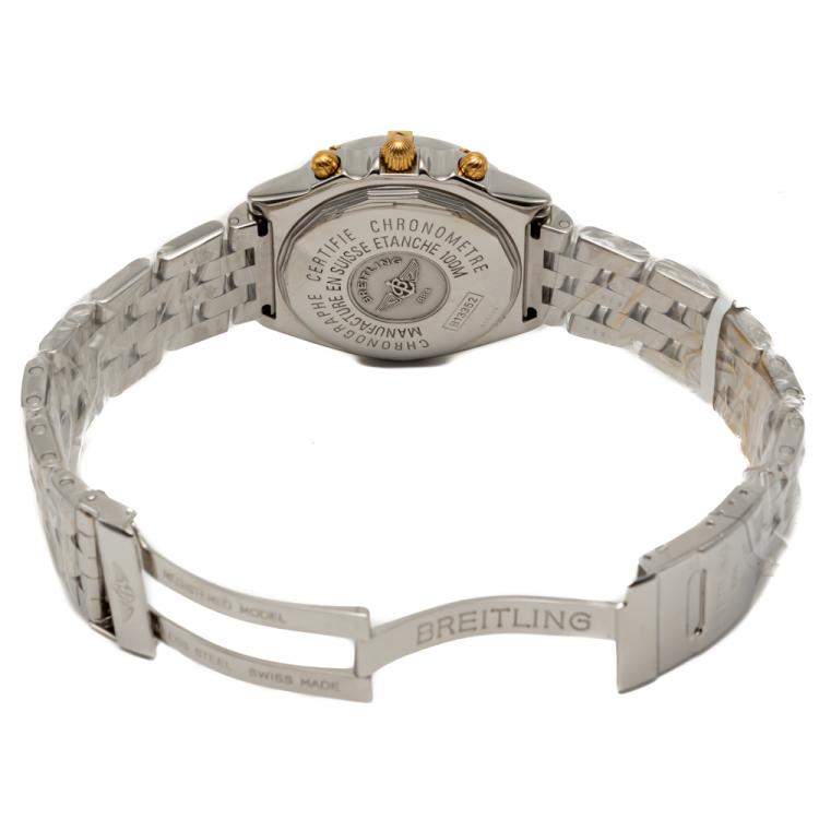 Pre Owned Breitling Black Dial Steel & Yellow Gold Chronomat Chronograph Men's Watch 39MM