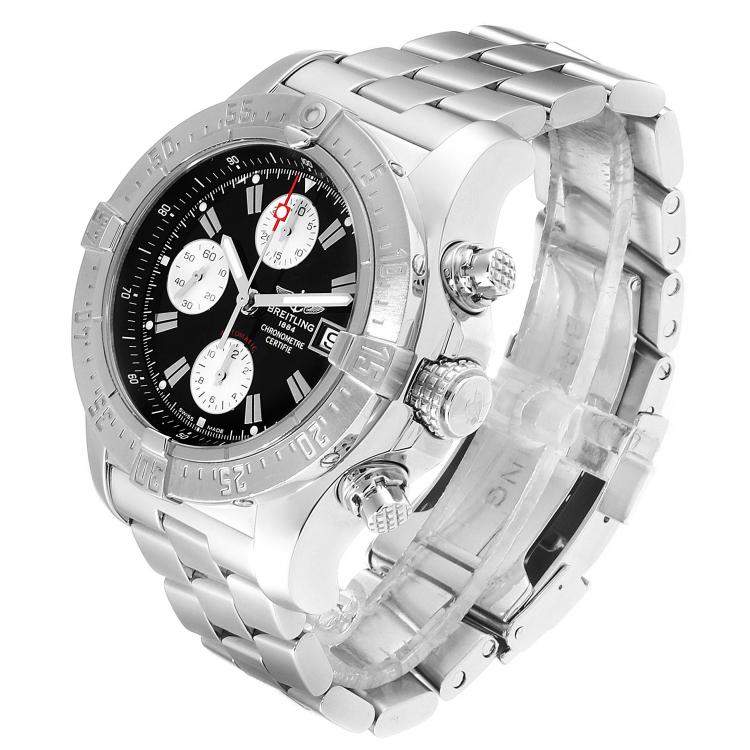 Breitling Black Stainless Steel Aeromarine Avenger Skyland A13380 Men S Wristwatch 45mm Breitling Tlc