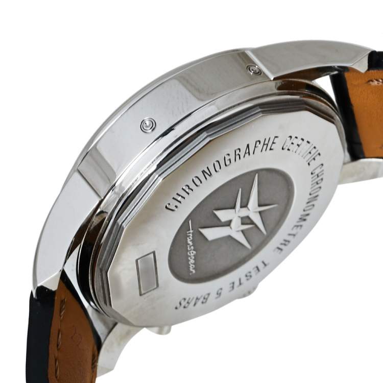 Pre Owned Breitling Black Stainless Steel Transocean Chronograph A19310 Men's Wristwatch 43 MM