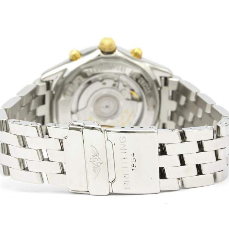 Pre Owned Breitling White 18K Yellow Gold And Stainless Steel Shadow Flyback LTD Edition B35313 Men's Wristwatch 40 MM