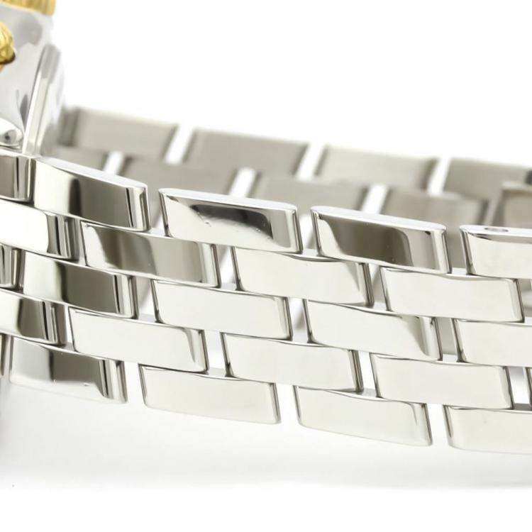 Pre Owned Breitling White 18K Yellow Gold And Stainless Steel Shadow Flyback LTD Edition B35313 Men's Wristwatch 40 MM