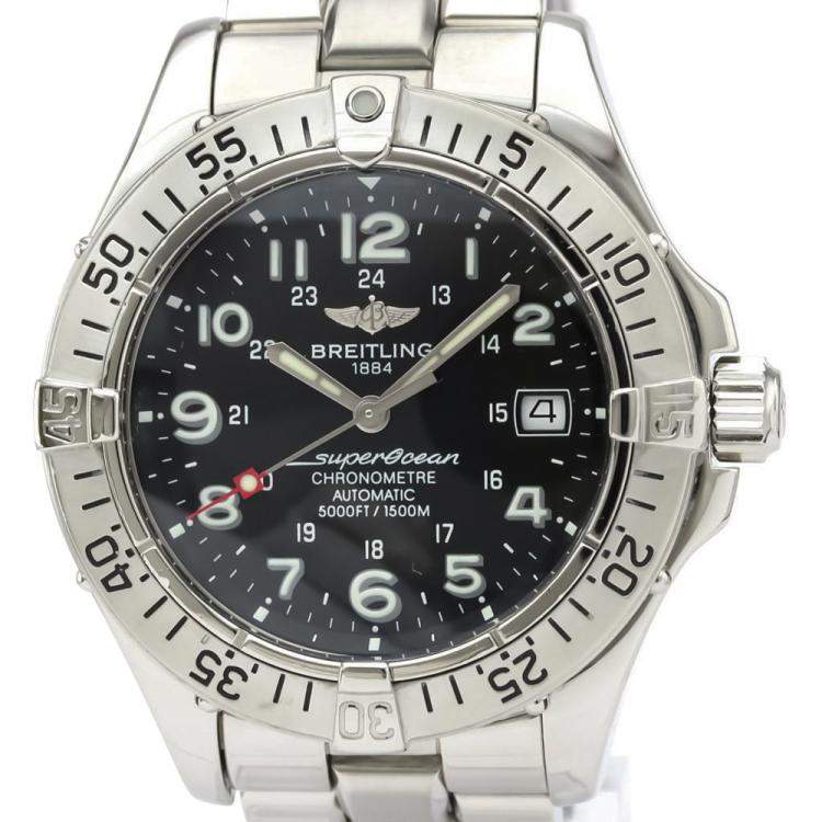 Pre Owned Breitling Black Stainless Steel Superocean Automatic A17360 Men's Wristwatch 41 MM