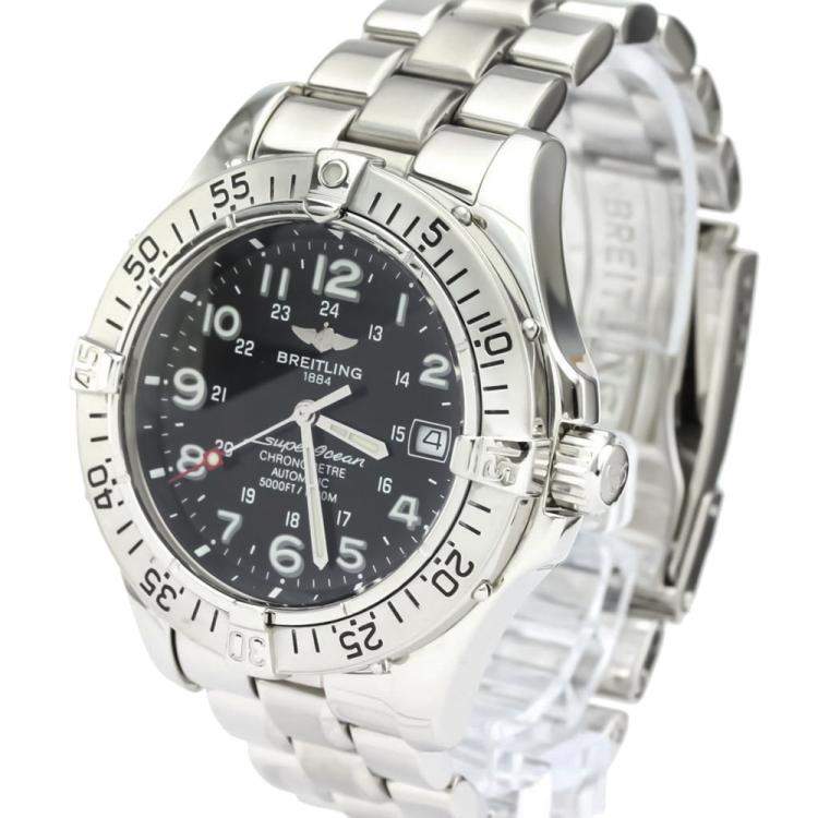 Pre Owned Breitling Black Stainless Steel Superocean Automatic A17360 Men's Wristwatch 41 MM