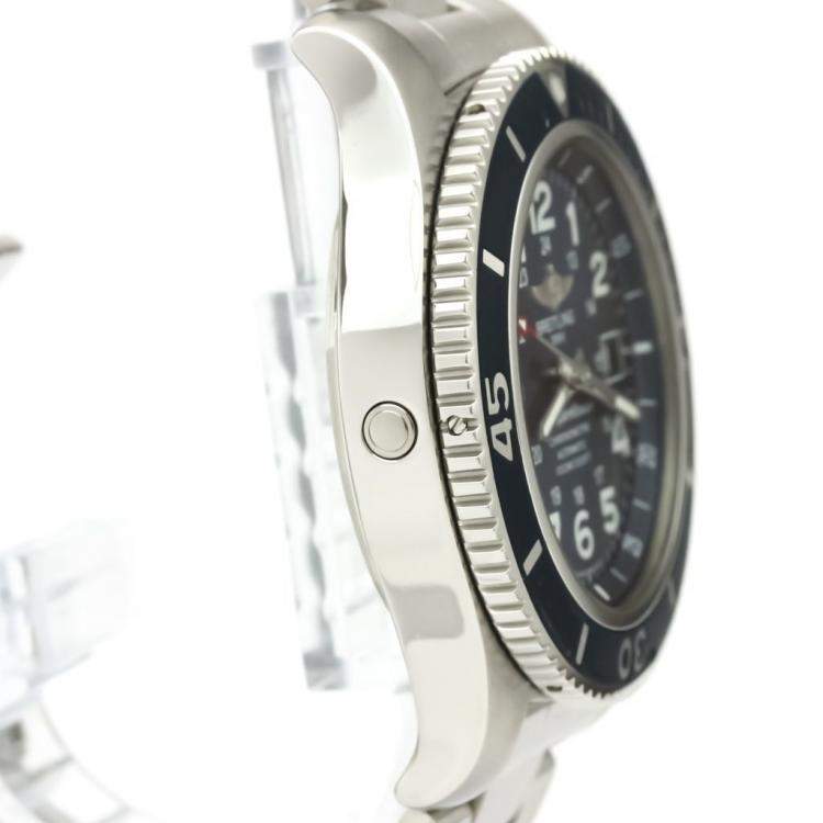 Pre Owned Breitling Blue Stainless Steel Superocean II A17392 Automatic Men's Wristwatch 44 MM