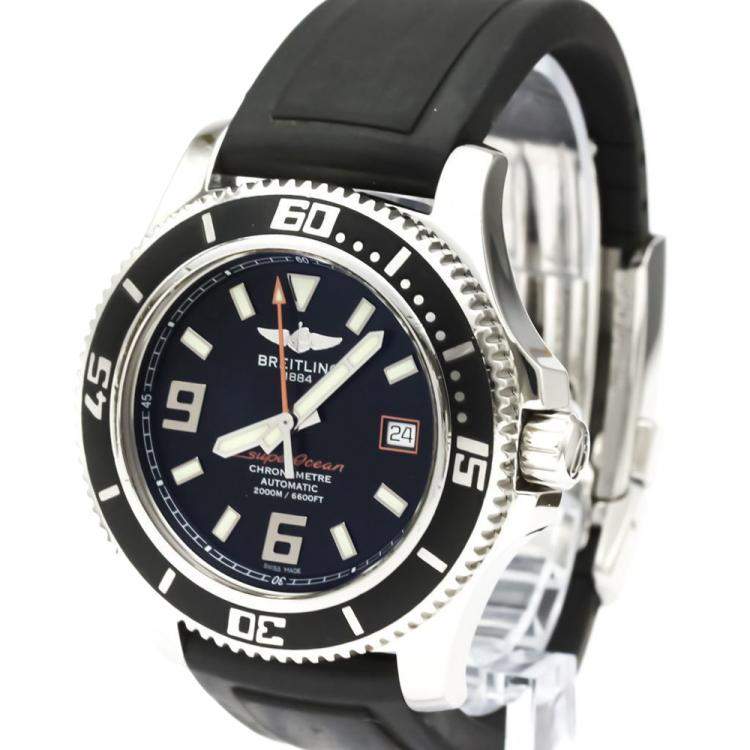 Pre Owned Breitling Black Stainless Steel Superocean A17391 Automatic Men's Wristwatch 44 MM