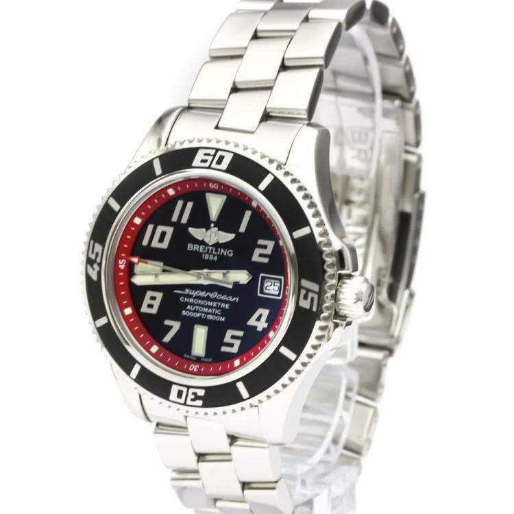 Pre Owned Breitling Black Stainless Steel Superocean A17364 Automatic Men's Wristwatch 42 MM