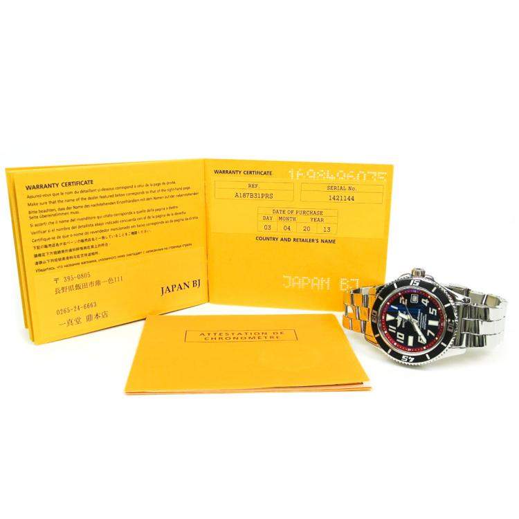 Pre Owned Breitling Black Stainless Steel Superocean A17364 Automatic Men's Wristwatch 42 MM