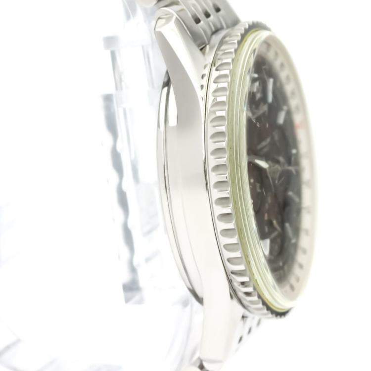 Pre Owned Breitling Black Stainless Steel Navitimer Montbrillant Automatic A41330 Men's Wristwatch 38 MM