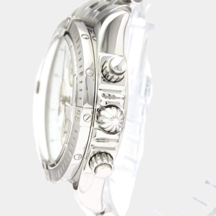 Pre Owned Breitling White Stainless Steel Chronomat Evolution A13356 Automatic Men's Wristwatch 44 MM