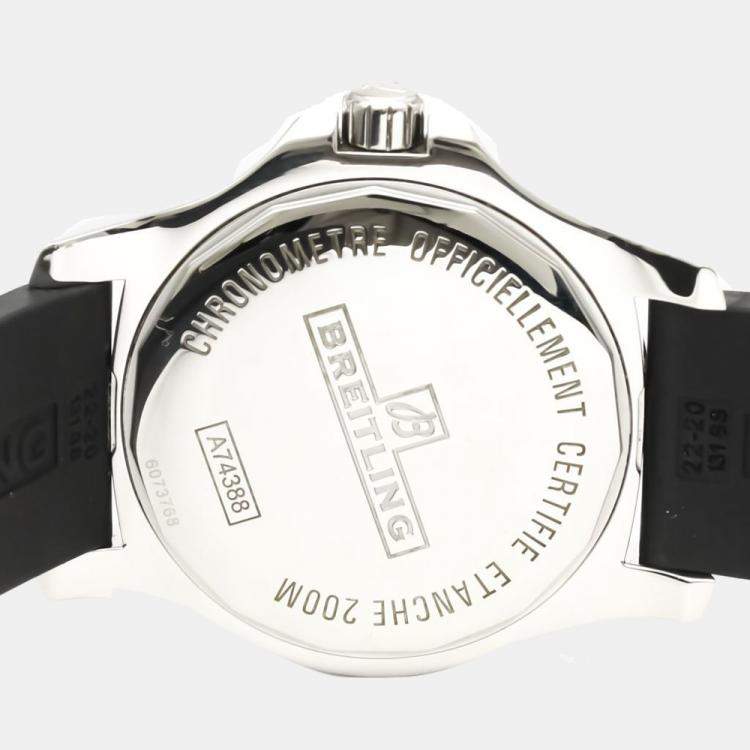 Pre Owned Breitling Black Stainless Steel Colt A74388 Quartz Men's Wristwatch 44 MM  