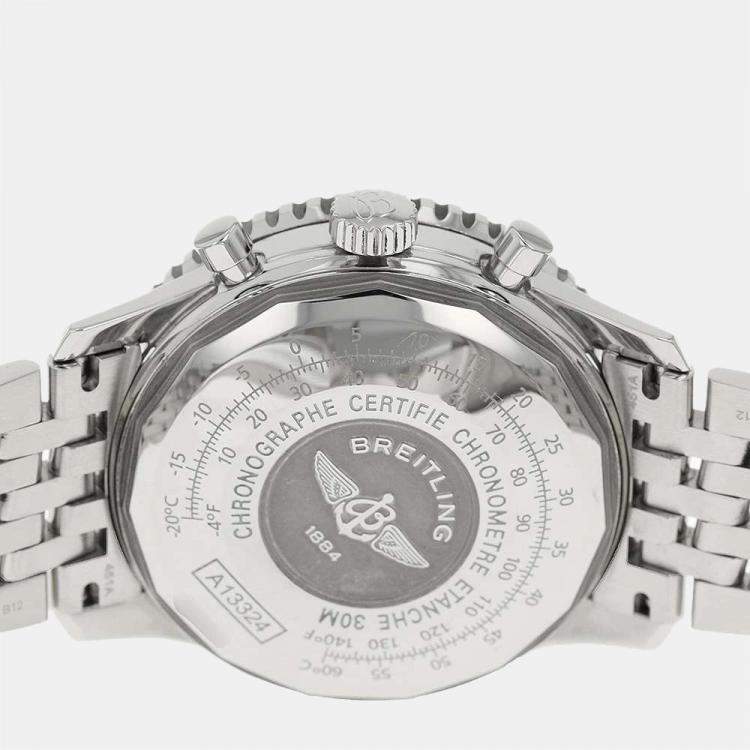 Pre Owned Breitling Black Stainless Steel Navitimer Chronograph A13324 Men's Wristwatch 42 mm