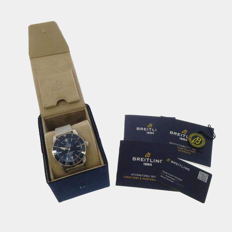 Pre Owned Breitling Blue Stainless Steel Superocean Heritage AB2020161C1A1 Men's Wristwatch 46 mm