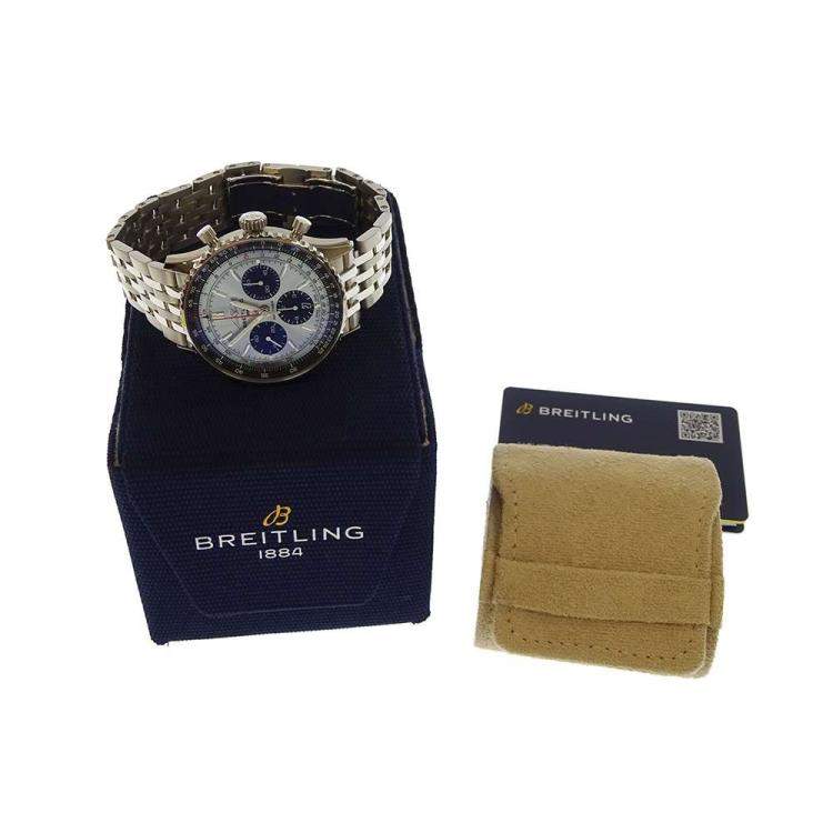 Pre Owned Breitling Blue Stainless Steel Navitimer AB0138241C1A1 Men's Wristwatch 43 mm