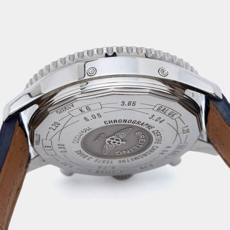 Pre Owned Breitling Blue Stainless Steel Alligator Navitimer 1461 Limited Edition A19370 Men's Wristwatch 46 mm 