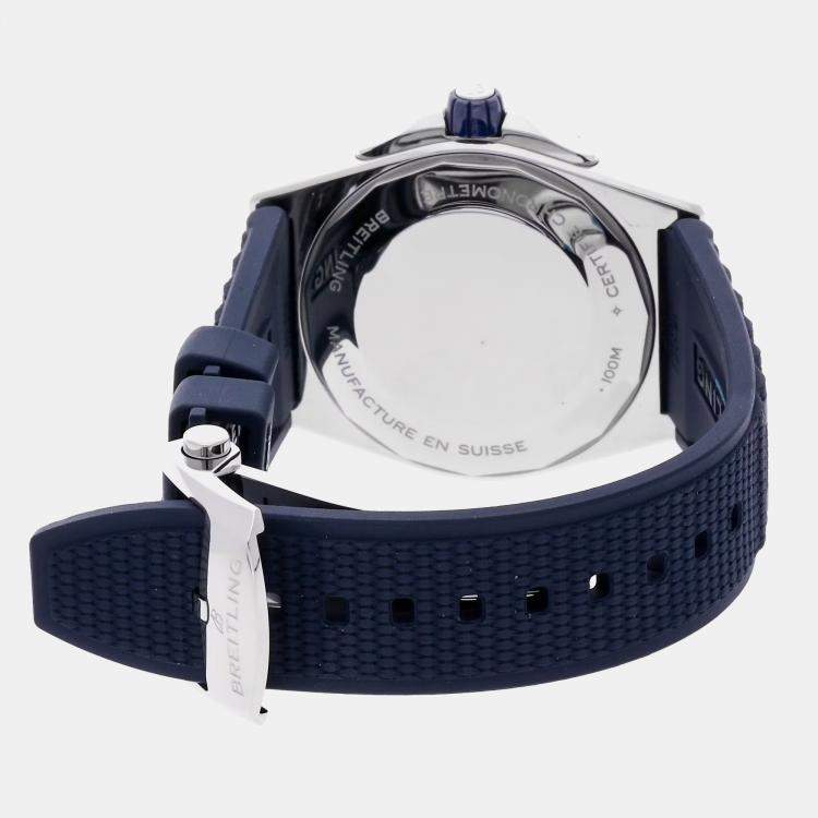 Pre Owned Breitling Blue Stainless Steel Chronomat Automatic Men's Wristwatch 38 mm