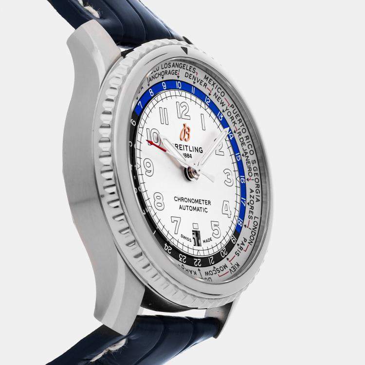 Pre Owned Breitling Silver Stainless Steel Navitimer AB3521U01G1P2 Automatic Men's Wristwatch 43 mm