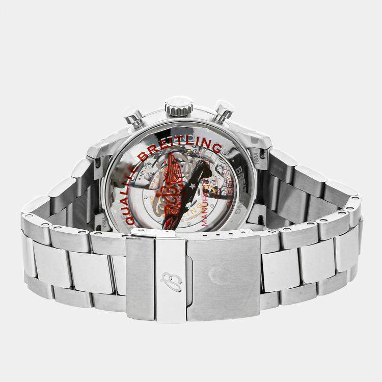 Pre Owned Breitling Aviator AB01192A1L1A1 Automatic Green Stainless Steel Men’s Wristwatch 43mm