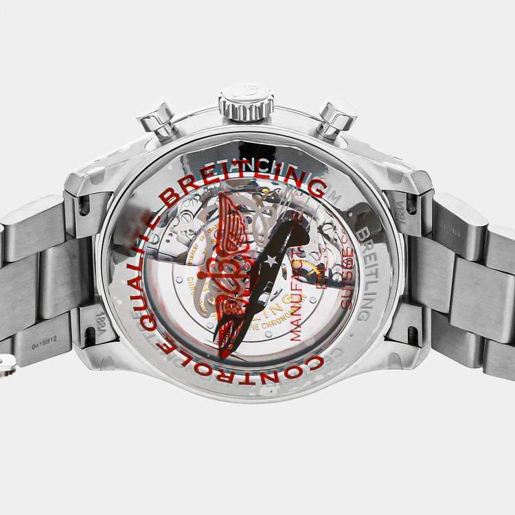 Pre Owned Breitling Aviator AB01192A1L1A1 Automatic Green Stainless Steel Men’s Wristwatch 43mm