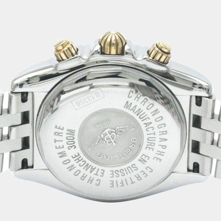 Pre Owned Breitling Black Yellow Gold Stainless Steel Chronomat B13356 Automatic Men's Wristwatch 44 mm